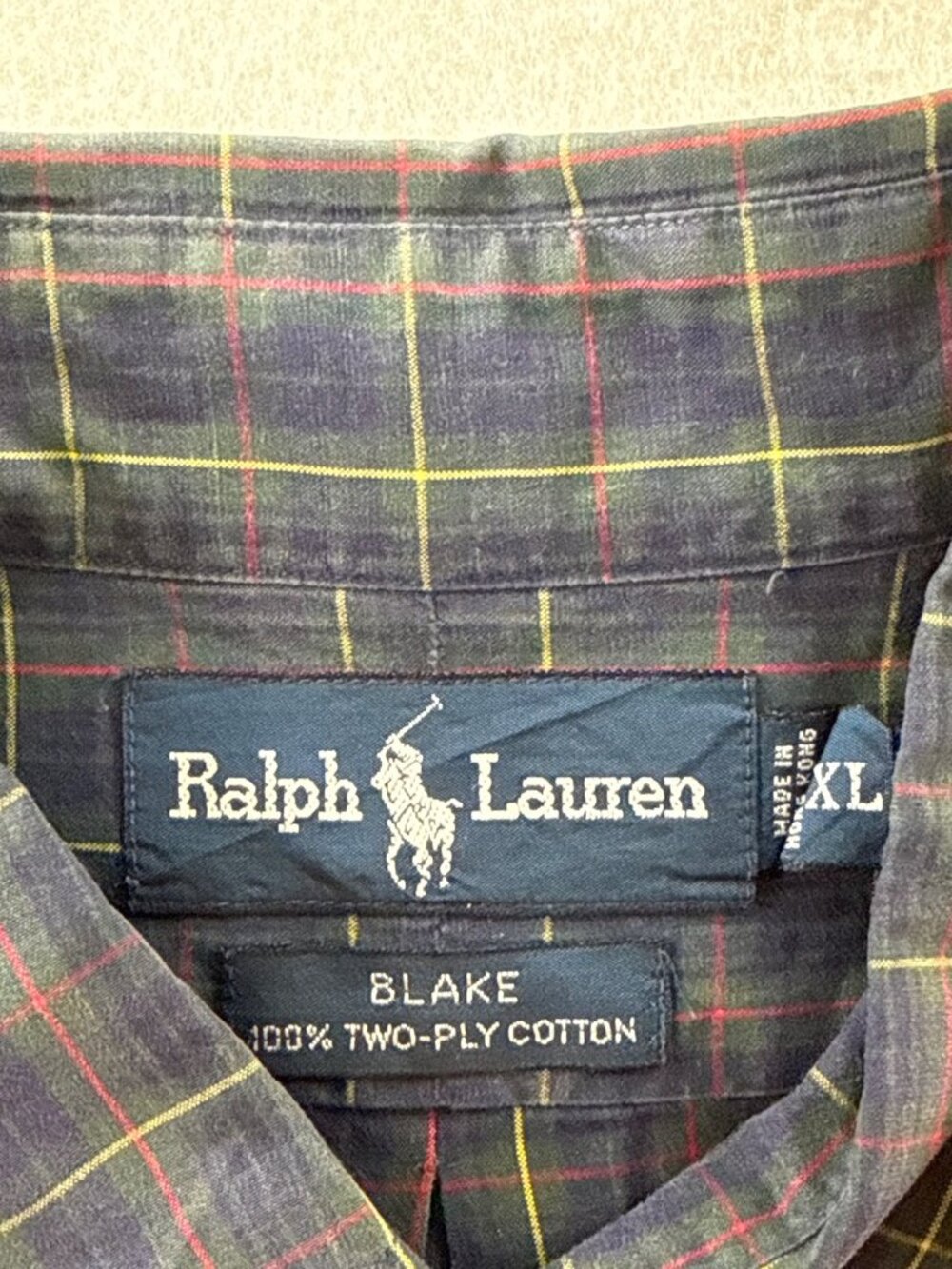 Ralph Lauren Blake Men's XL Plaid Button Front Shirt Blue Green 100% Cotton - Picture 8 of 9